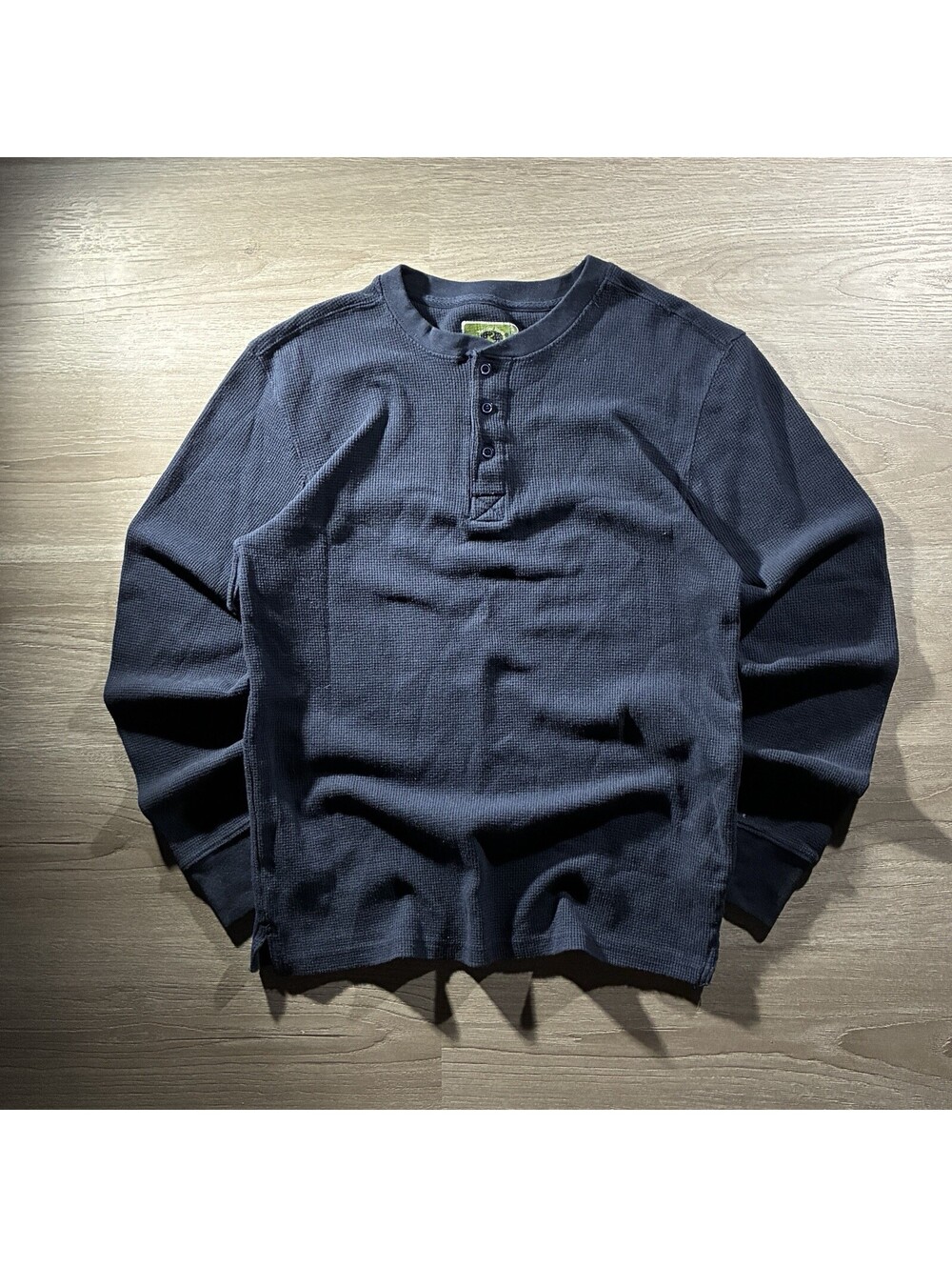 Narrow River Trading Co. Men's M Thermal Henley Shirt Waffle Knit Navy Blue Fall